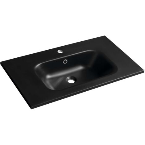 Sapho Waschtische und Waschbecken - Waschtisch, 46x81 cm, mit Überlauf, Hahnloch, schwarz SD081B