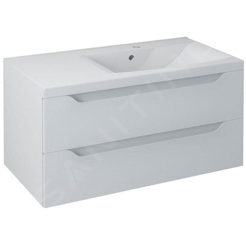 Sapho - Wave - Meuble lavabo 900x450x480 mm, droite, 2 tiroirs, blanc WA093-3030