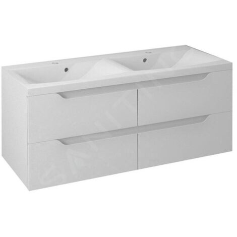 Sapho Wave - Meuble double-lavabo 1200x500x480 mm, blanc WA120-3030