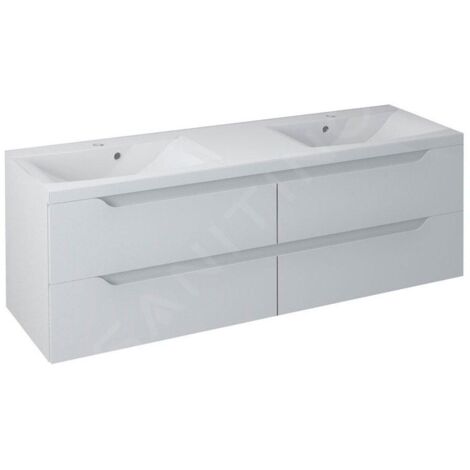 Sapho Wave - Meuble double-lavabo 1500x500x480 mm, blanc WA150-3030