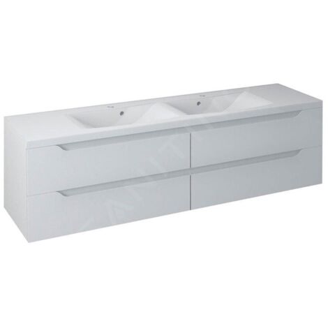 Sapho Wave - Meuble double-lavabo 1800x500x480 mm, blanc WA180-3030