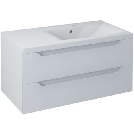 Sapho Wave - Meuble lavabo 90x45x48 cm, droite, 2 tiroirs, blanc WA093-3030