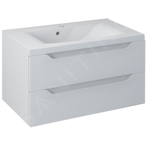 Sapho Wave - Meuble vasque, 800x450x480 mm, 2 tiroirs, blanc WA080-3030