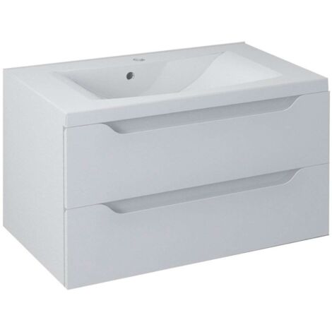 Sapho Wave - Mueble de lavabo 80x45x48 cm, 2 cajones, blanco WA080-3030
