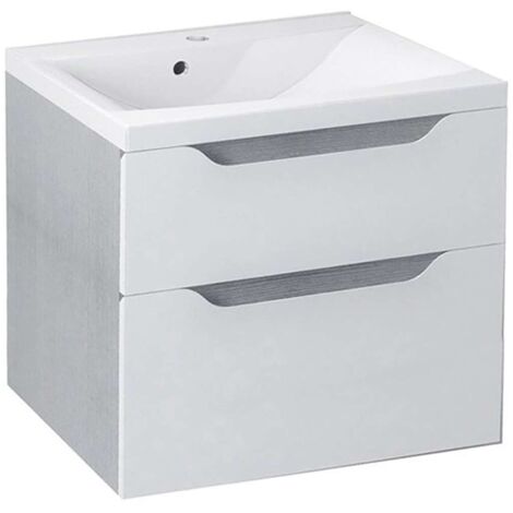 Sapho Wave - Waschtischunterschrank, 60x65x48 cm, 2 Schubladen, weiß/Eiche Silber WA060-3011