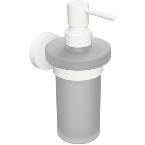 Sapho X-Round - Dispensador de jabón con soporte, vidrio esmerilado/blanco XR101W