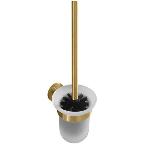 Sapho X-Round - Escobilla de pared con soporte, cristal esmerilado/oro XR303GB