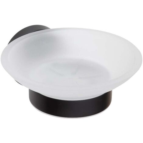 Sapho X-Round - Jabonera, cristal esmerilado/negro XR803B
