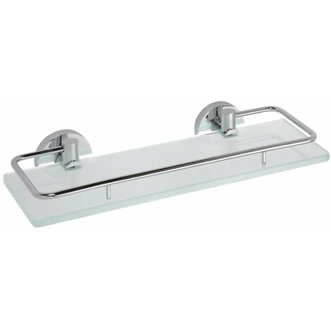 Sapho X-Round - Mensola con sponda pieghevole, lunghezza 30 cm, vetro/cromo XR607