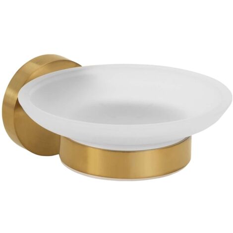 Sapho X-Round - Seifenschale mit Halter, Glas matt/Gold XR803GB