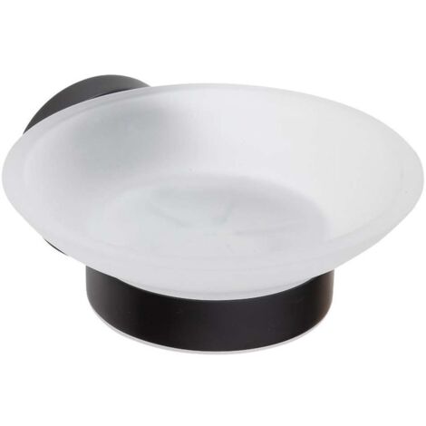 Sapho X-Round - Seifenschale mit Halter, Glas matt/schwarz XR803B