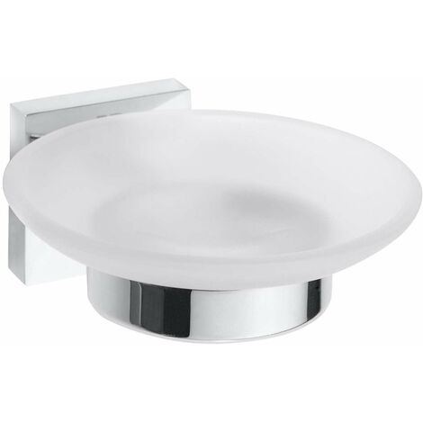 Sapho X-SQUARE - Portasaponetta rotondo, vetro opalino/cromo XQ802