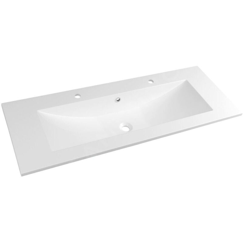 Sapho - Yukon - Double-lavabo 120x45 cm, avec trop-plein, 2 trous pour robinet, blanc YU122