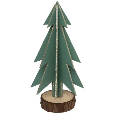 SAPIN BOIS VERT/DORE H18CM - Feeric lights & christmas