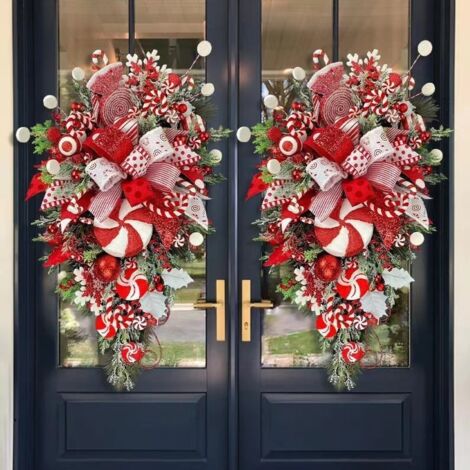 Sapin de Noël à l'envers, décoration murale de Noël à suspendre sur une porte, bonbons de Noël à l'envers