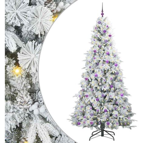 Sapin de Noël  Arbre de Noël Artificiel à Branches Articulées Blanc 240 cm