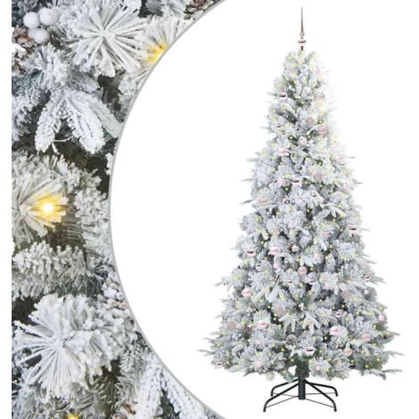 Sapin de Noël  Arbre de Noël Artificiel à Branches Articulées Blanc 240 cm