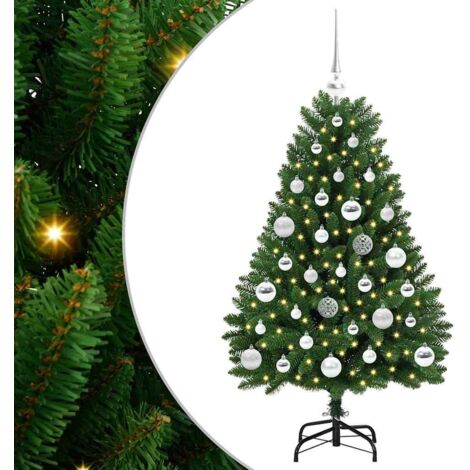 Sapin de Noël  Arbre de Noël artificiel avec 150 LED Vert 120 cm PVC et métal
