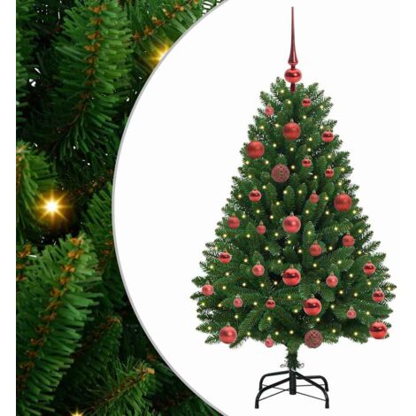 Sapin de Noël  Arbre de Noël artificiel avec 150 LED Vert 120 cm PVC et métal