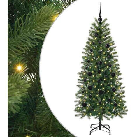 Sapin de Noël  Arbre de Noël artificiel avec 150 LED Vert 150 cm PE et PVC