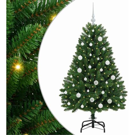 Sapin de Noël  Arbre de Noël artificiel avec 150 LED Vert 150 cm PVC et métal