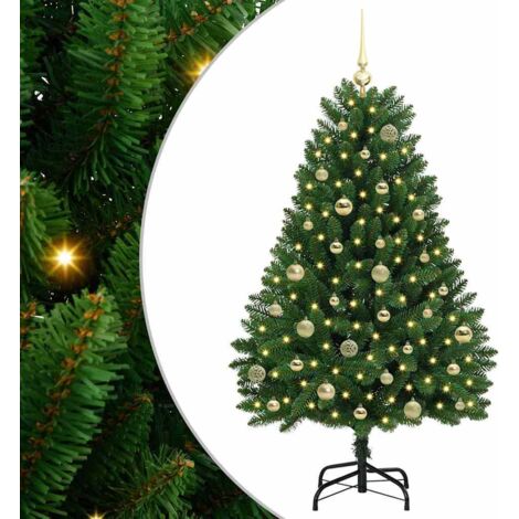 Sapin de Noël  Arbre de Noël artificiel avec 150 LED Vert 150 cm PVC et métal