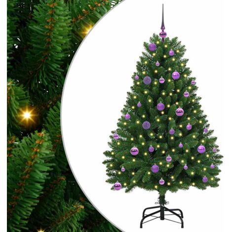 Sapin de Noël  Arbre de Noël artificiel avec 150 LED Vert 150 cm PVC et métal