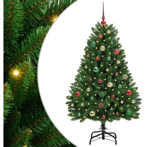 Sapin de Noël  Arbre de Noël artificiel avec 150 LED Vert 150 cm PVC et métal