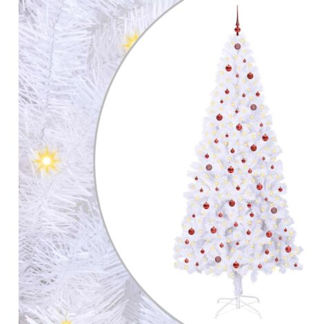 Sapin de Noël  Arbre de Noël artificiel avec 300 LED Blanc 240 cm PVC et Acier