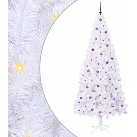 Sapin de Noël  Arbre de Noël artificiel avec 300 LED Blanc 240 cm PVC et Acier