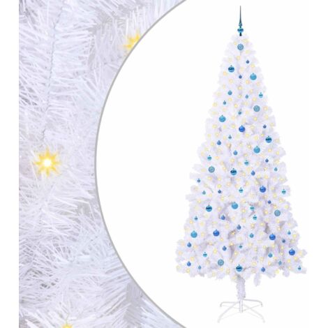 Sapin de Noël  Arbre de Noël artificiel avec 300 LED Blanc 240 cm PVC et Acier