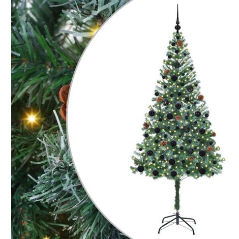 Sapin de Noël  Arbre de Noël artificiel avec 300 LED Vert 180 cm PVC et Acier