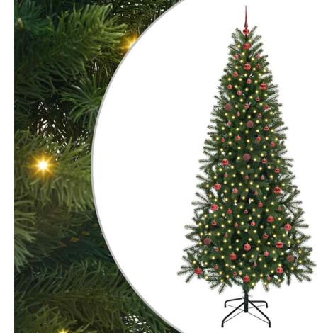 Sapin de Noël  Arbre de Noël artificiel avec 300 LED Vert 240 cm PE et PVC
