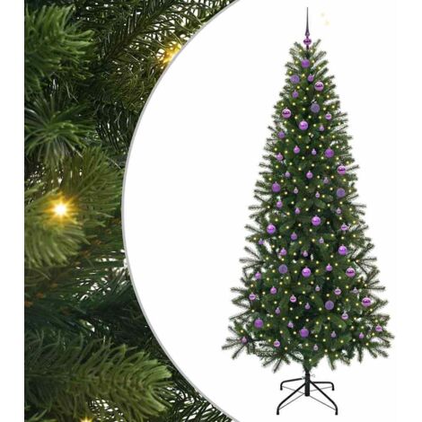 Sapin de Noël  Arbre de Noël artificiel avec 300 LED Vert 240 cm PE et PVC