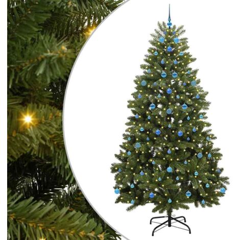 Sapin de Noël  Arbre de Noël artificiel avec 300 LED Vert 240 cm PVC et métal