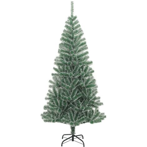Sapin de Noël Arbre de Noël artificiel avec neige floquée vert 210 cm