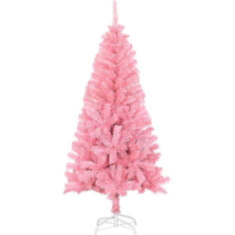 Sapin de Noël  Arbre de Noël artificiel avec support rose 150 cm PVC