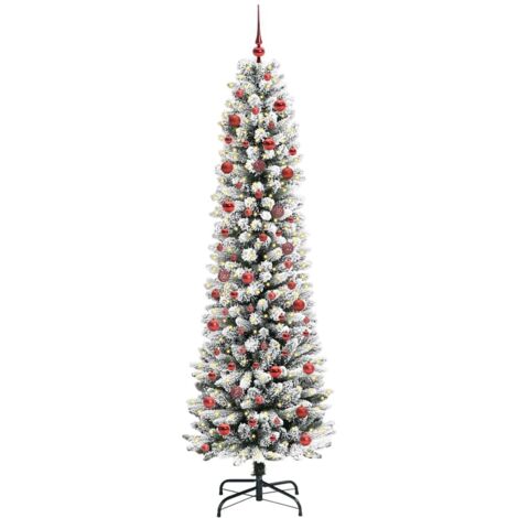 Sapin de Noël  Arbre de Noël artificiel Blanc 210 cm PVC, métal et plastique