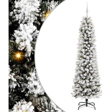 Sapin de Noël  Arbre de Noël artificiel Blanc 210 cm PVC, métal et plastique