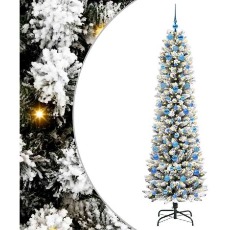Sapin de Noël  Arbre de Noël artificiel Blanc 210 cm PVC, métal et plastique
