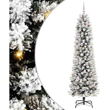 Sapin de Noël  Arbre de Noël artificiel Blanc 210 cm PVC, métal et plastique