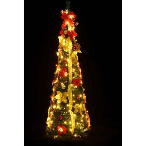 Sapin de Noël  Arbre de Noël artificiel escamotable 50 LED vert 120 cm