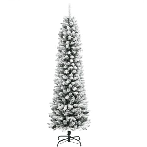Sapin de Noël  Arbre de Noël artificiel mince avec neige floquée 240 cm PVC/PE
