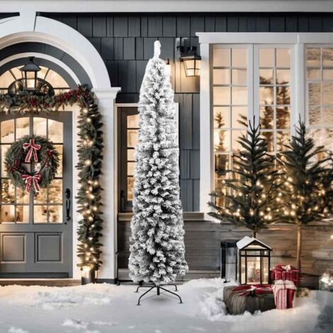 Sapin de Noël Arbre de Noël artificiel mince flocon de neige vert 210 cm PVC