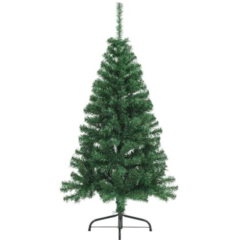 Sapin de Noël  Arbre de Noël artificiel moitié avec support vert 120 cm PVC