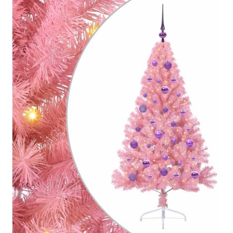Sapin de Noël  Arbre de Noël artificiel pré-éclairé Rose 150 cm PVC