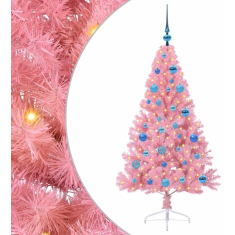 Sapin de Noël  Arbre de Noël artificiel pré-éclairé Rose 150 cm PVC