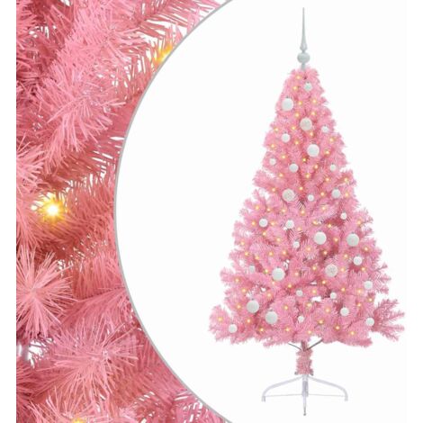 Sapin de Noël  Arbre de Noël artificiel pré-éclairé Rose 150 cm PVC