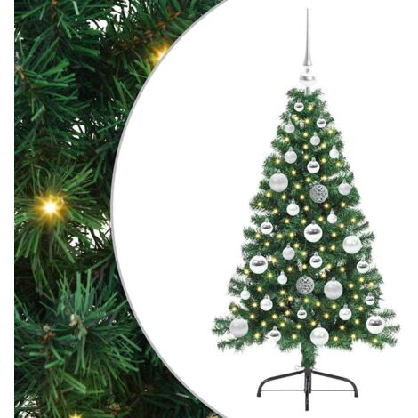 Sapin de Noël  Arbre de Noël artificiel pré-éclairé Vert 120 cm PVC