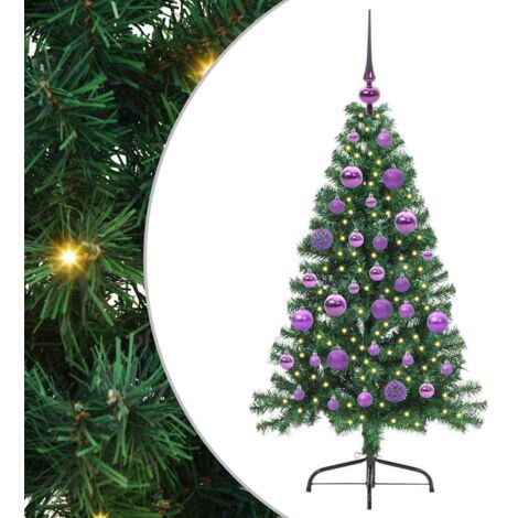Sapin de Noël  Arbre de Noël artificiel pré-éclairé Vert 120 cm PVC